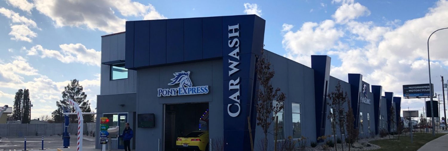 exterior of pony express car wash
