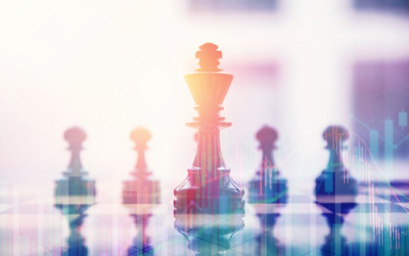 chess pieces with graphs overlayed