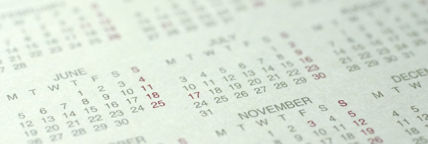 close up view of a calendar at an angle