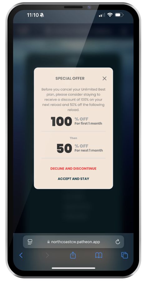 retention_offers_in_patheon_ewa.jpg phone screen displaying a retention offer from patheon's ewa