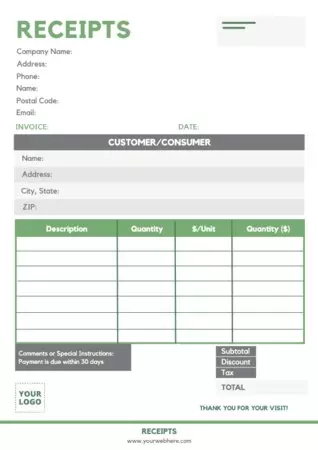 Edit a receipt sample